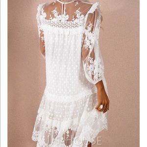 Lace Solid Shift Dress